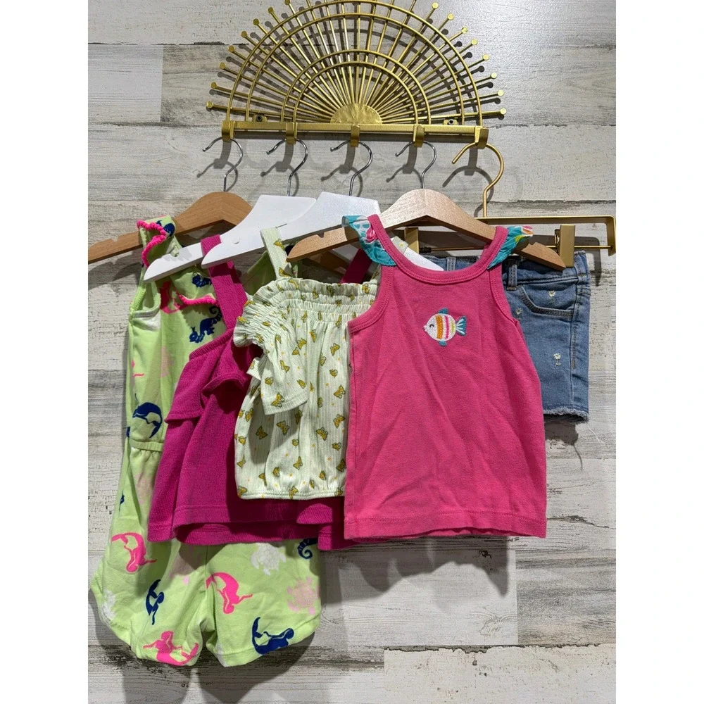 Carter's Old Navy Girls 2T Lot Summer Romper Tank Shorts Bundle